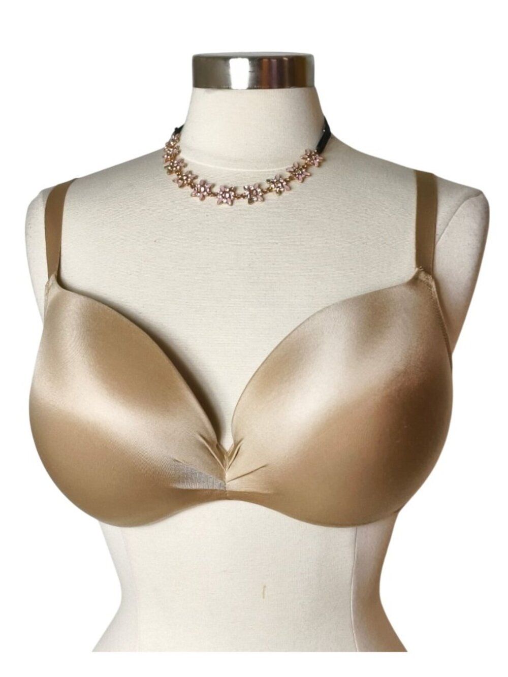 Cacique 40D Gold Max Boost Plunge Bra Silky U-shape Comfy Support Underwire